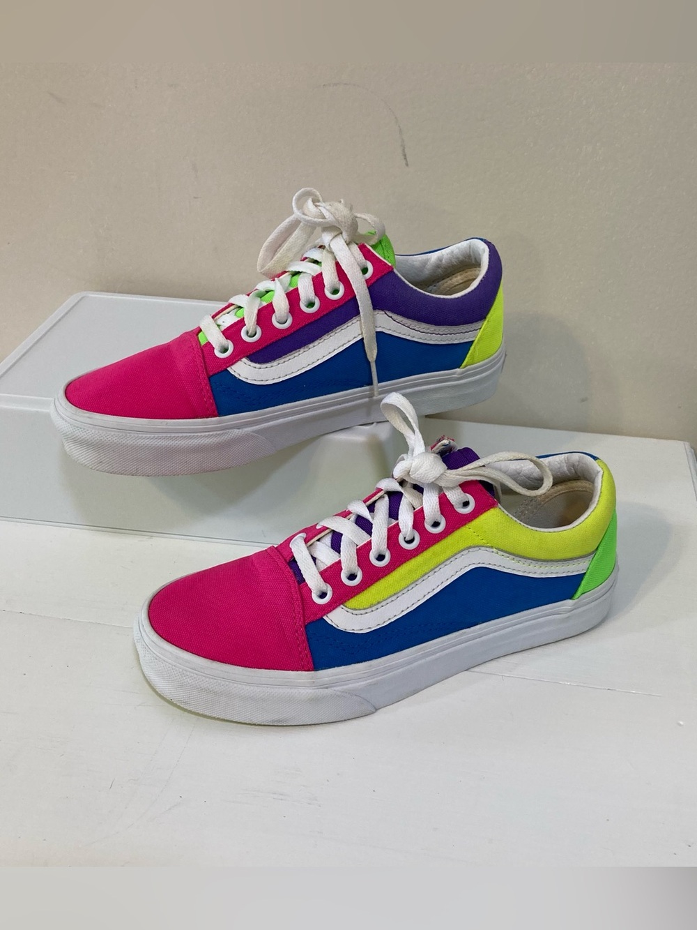 Vans Old Skool Neon Sz 6.5 Womens Color Block Sneaker Shoes